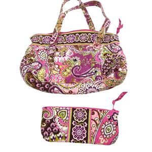 Vera Bradley Very Berry Paisley Tote Bag Satchel Set